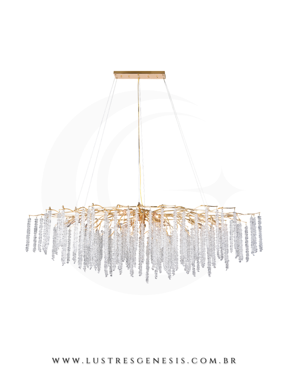 Lustre de Cristal Castanha Dourado 150x50m Para Sua Sala de Jantar